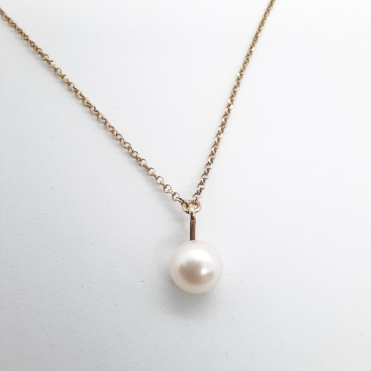 Ασημένιο επιχρυσωμένο κολιέ με πέρλα