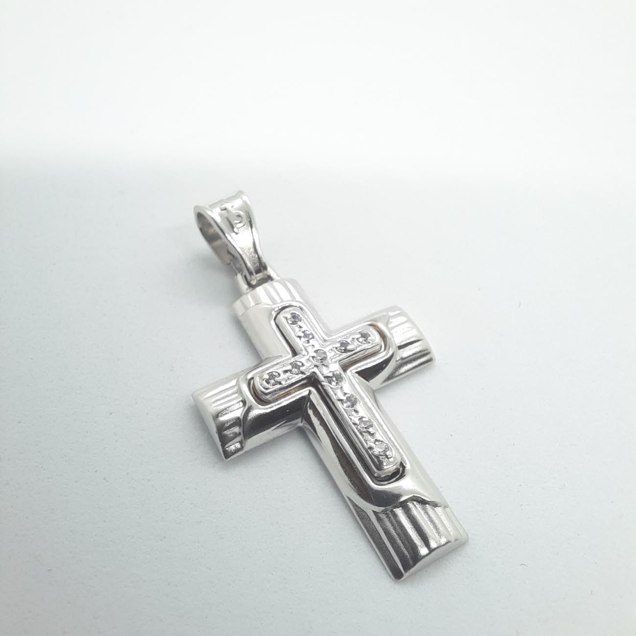 Λευκόχρυσος σταυρός Κ14  