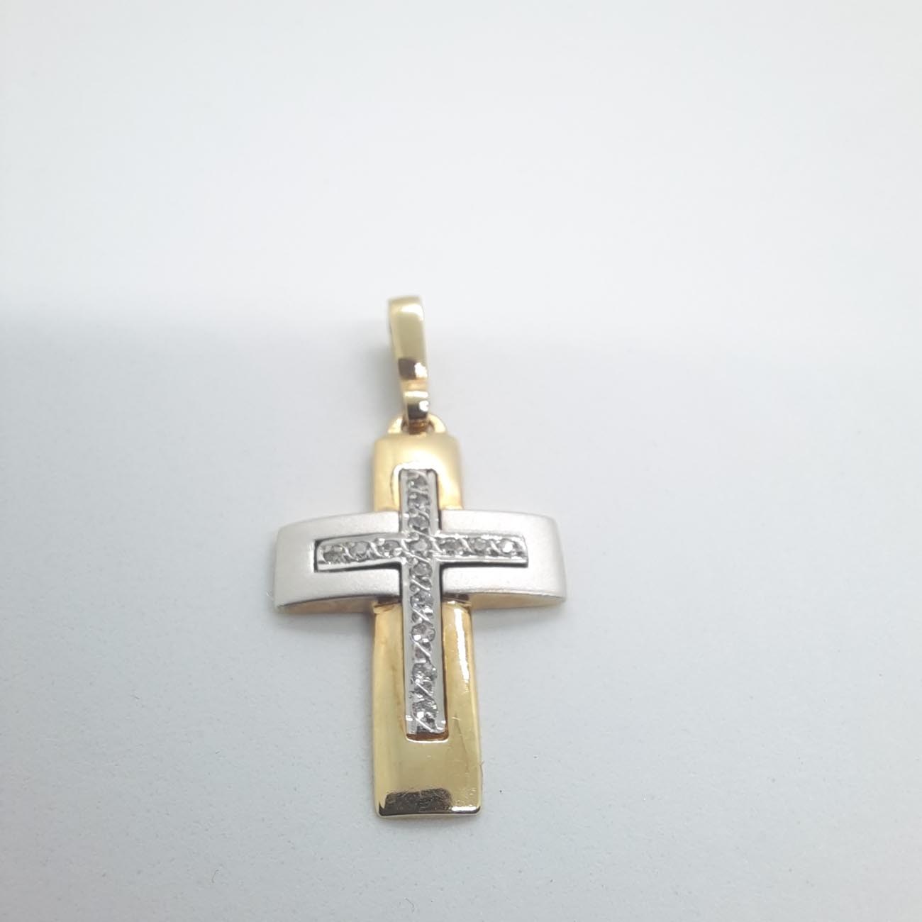 Χρυσός σταυρός με ζιρκόν Κ14