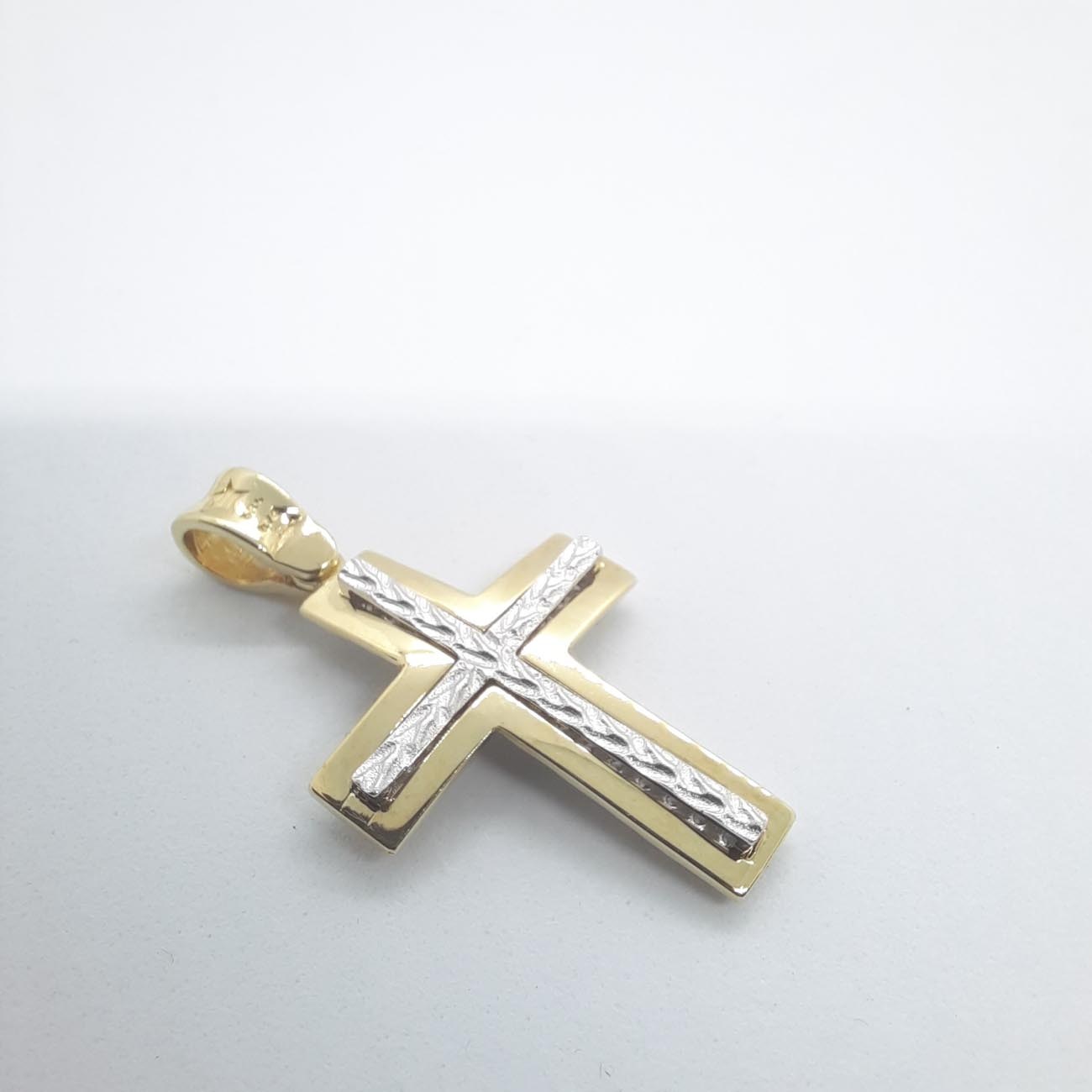 Χρυσός σταυρός με ζιρκόν Κ14 