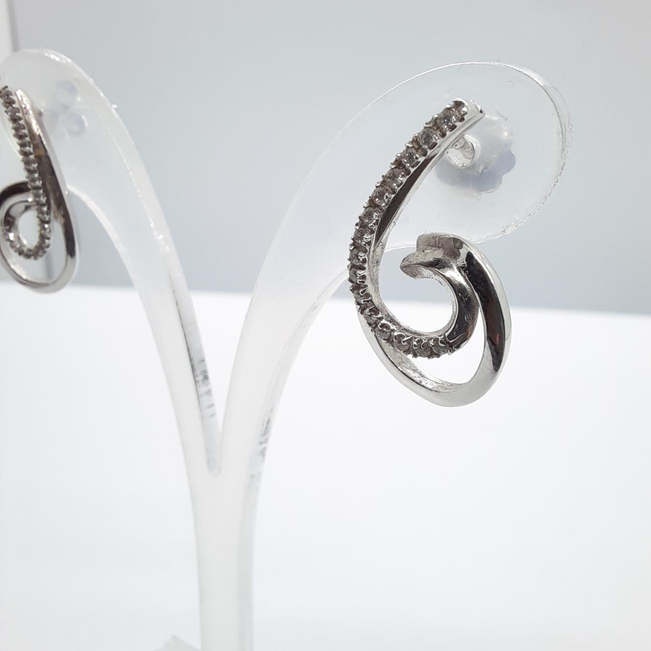 Σκουλαρίκια λευκόχρυσα ζιργκόν 