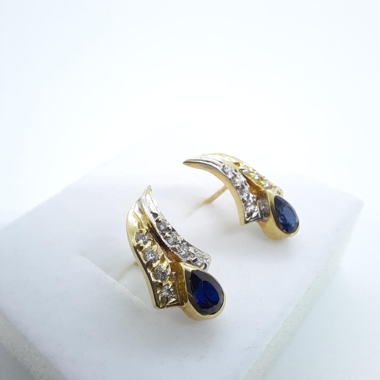 Χρυσά σκουλαρίκια Κ14 ζαφείρι