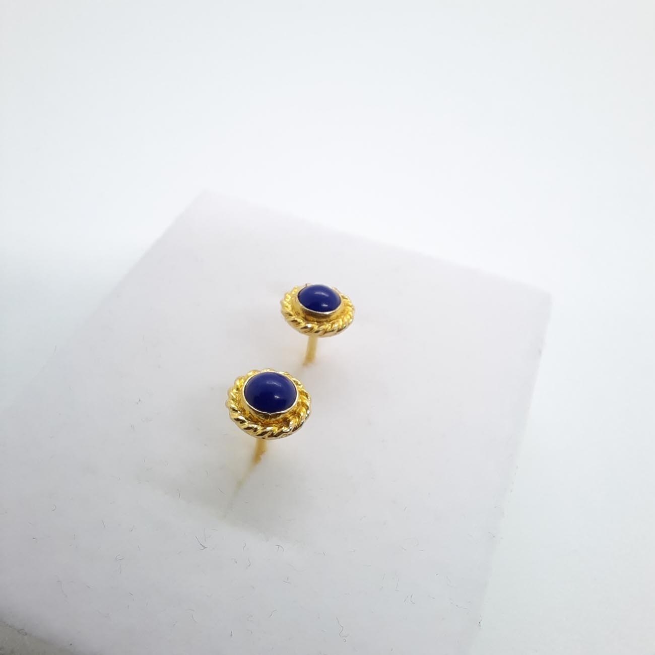 Σκουλαρίκια στεφανάκια ΧΡΥΣΑ Κ14 λάπις λάζουλι