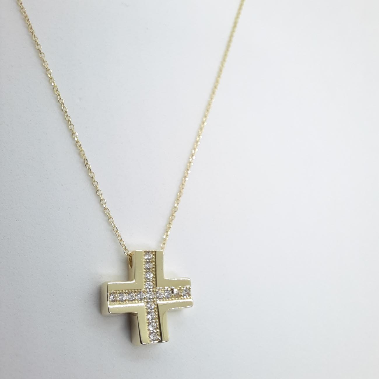 Χρυσός κολιέ Κ9 σταυρός αλυσίδα