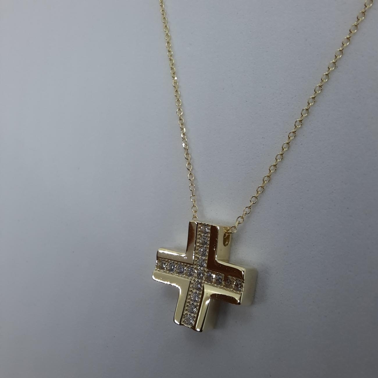 Χρυσός κολιέ Κ9 σταυρός αλυσίδα