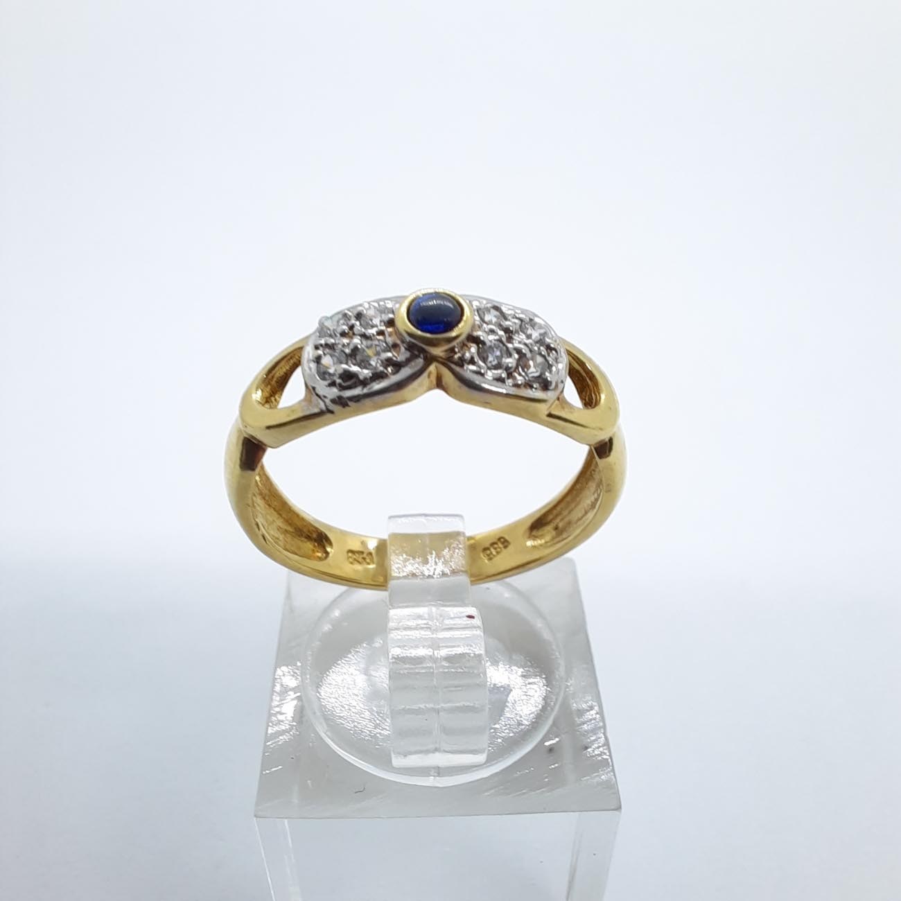 Μονόπετρο χρυσό Κ14 με ζαφείρι