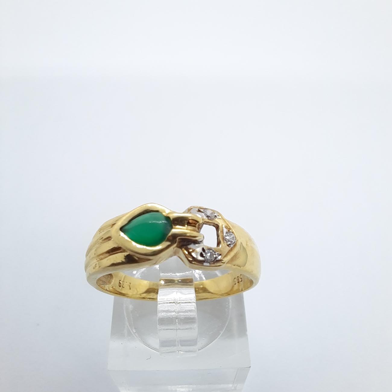 Χρυσό δαχτυλίδι 14 ΚΑΡΑΤΙΑ με σμαράγδι