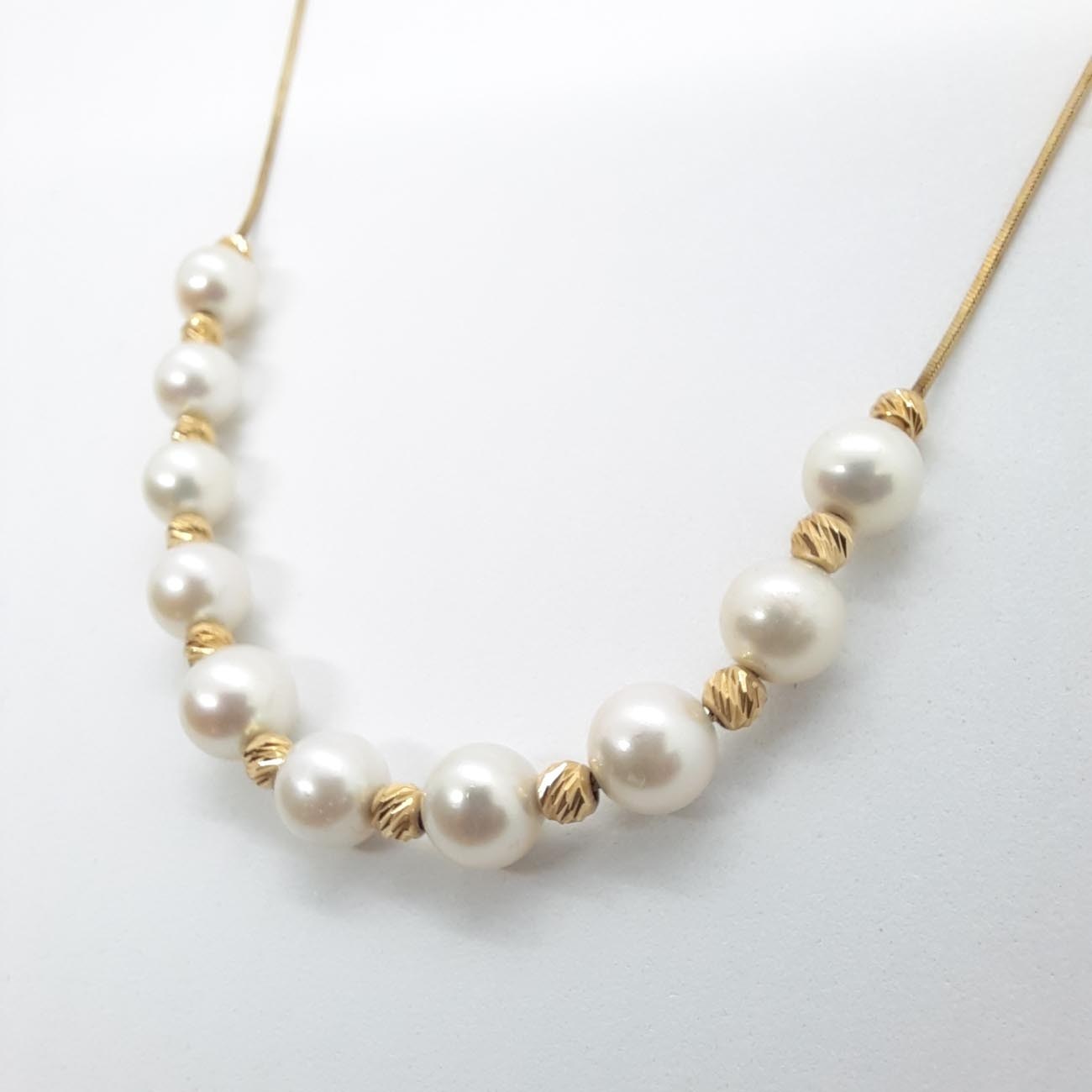 Χρυσό κολιέ 10 μαργαριτάρια Κ14