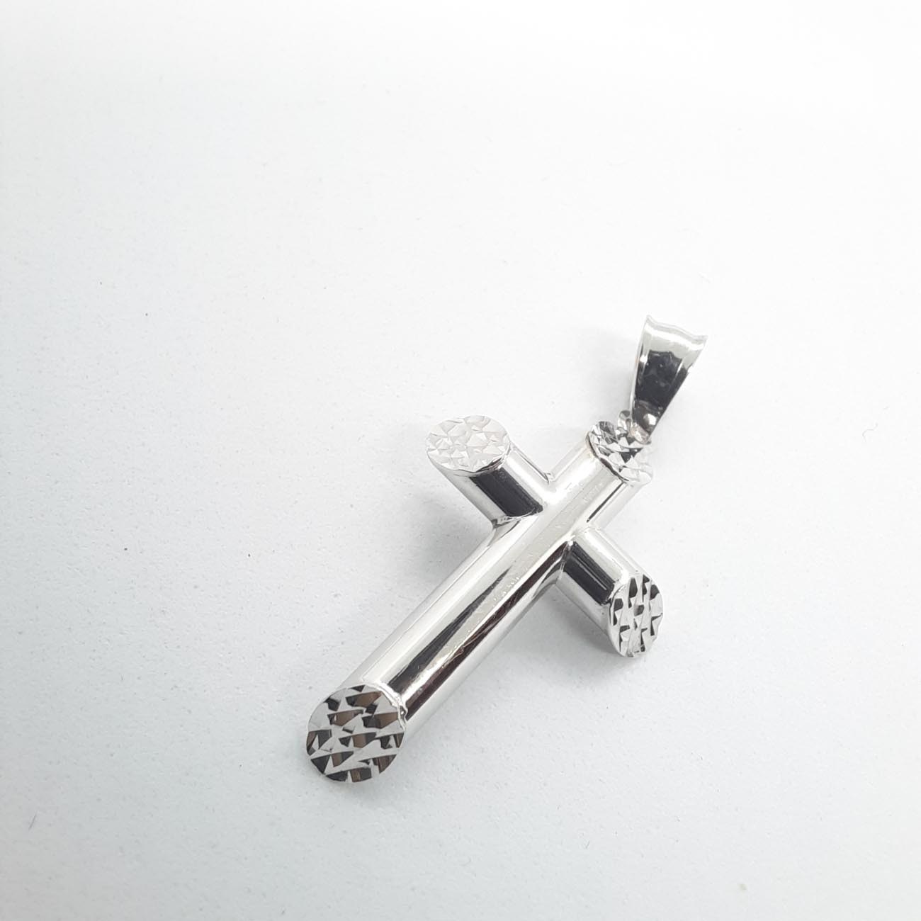 Σταυρός λευκόχρυσος K14 κυλινδρικός