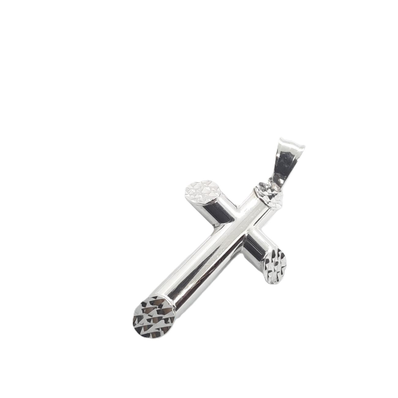Σταυρός λευκόχρυσος K14 κυλινδρικός