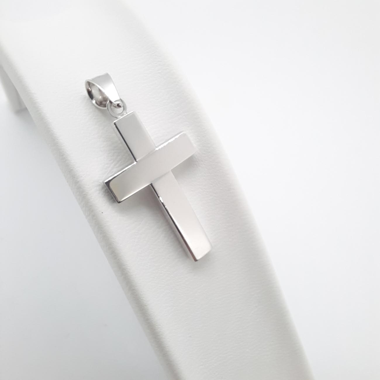 Σταυρός λευκόχρυσος Κ14 μικρός λουστρέ