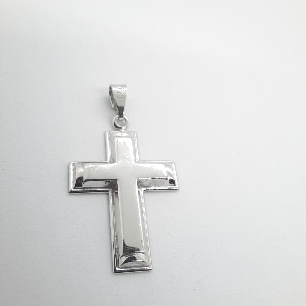 Σταυρός λευκόχρυσος Κ9 πλακέ