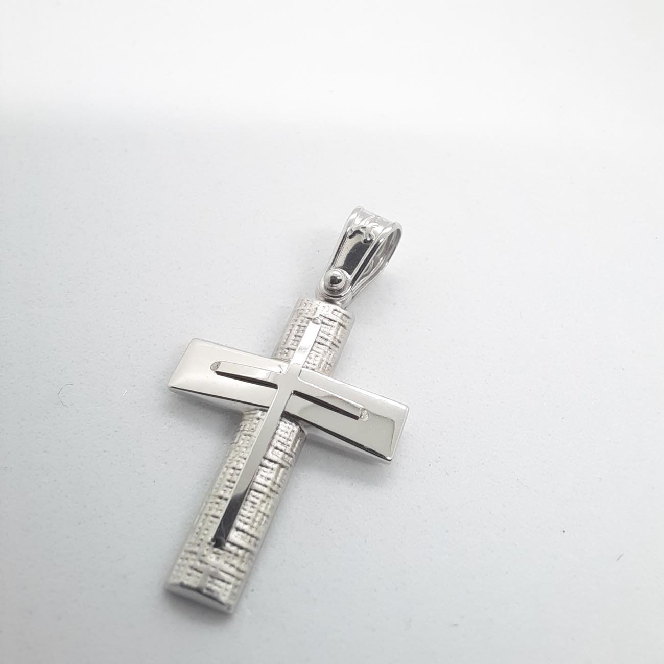 Σταυρός λευκόχρυσος Κ9 unisex