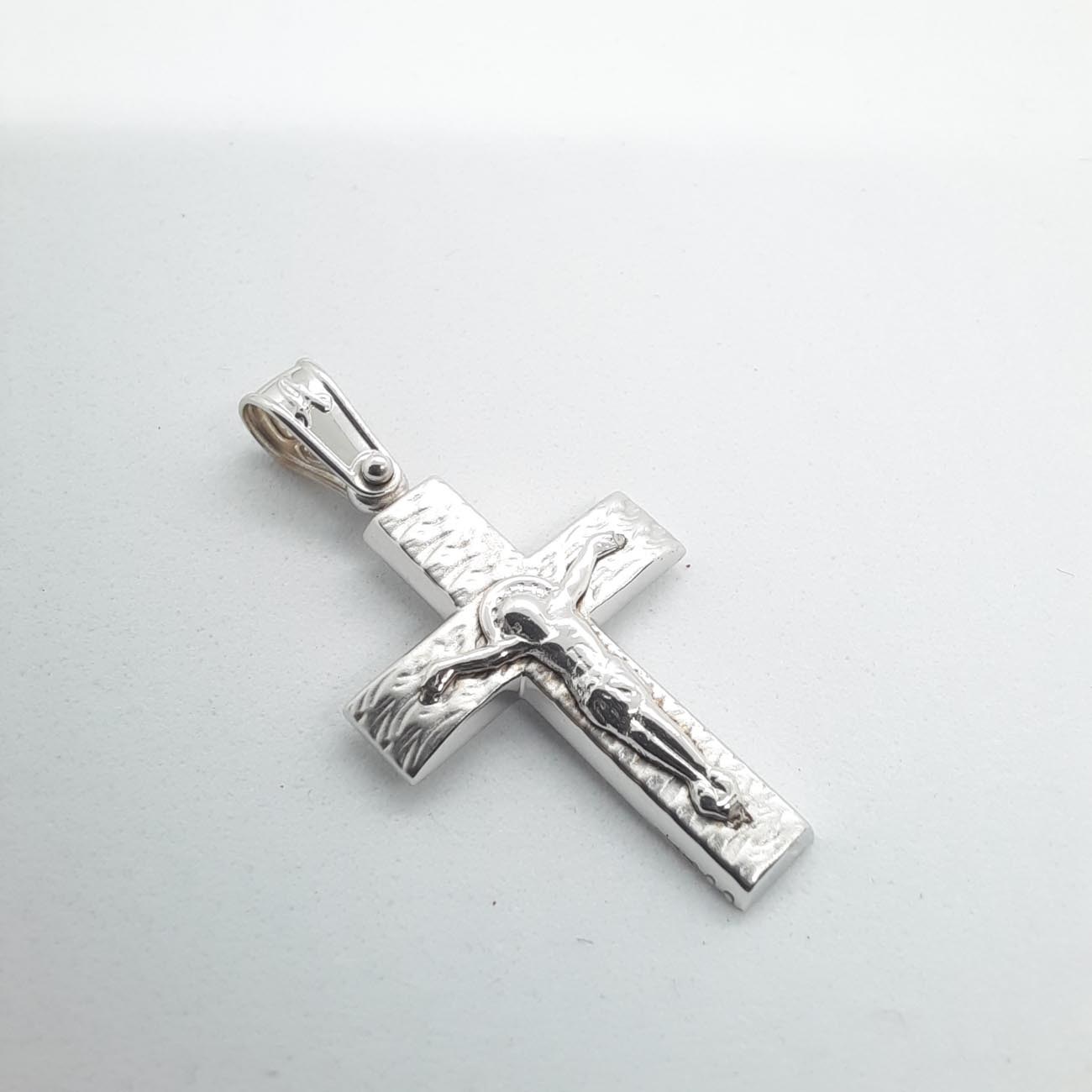 Σταυρός λευκόχρυσος Κ14 Εσταυρωμένος