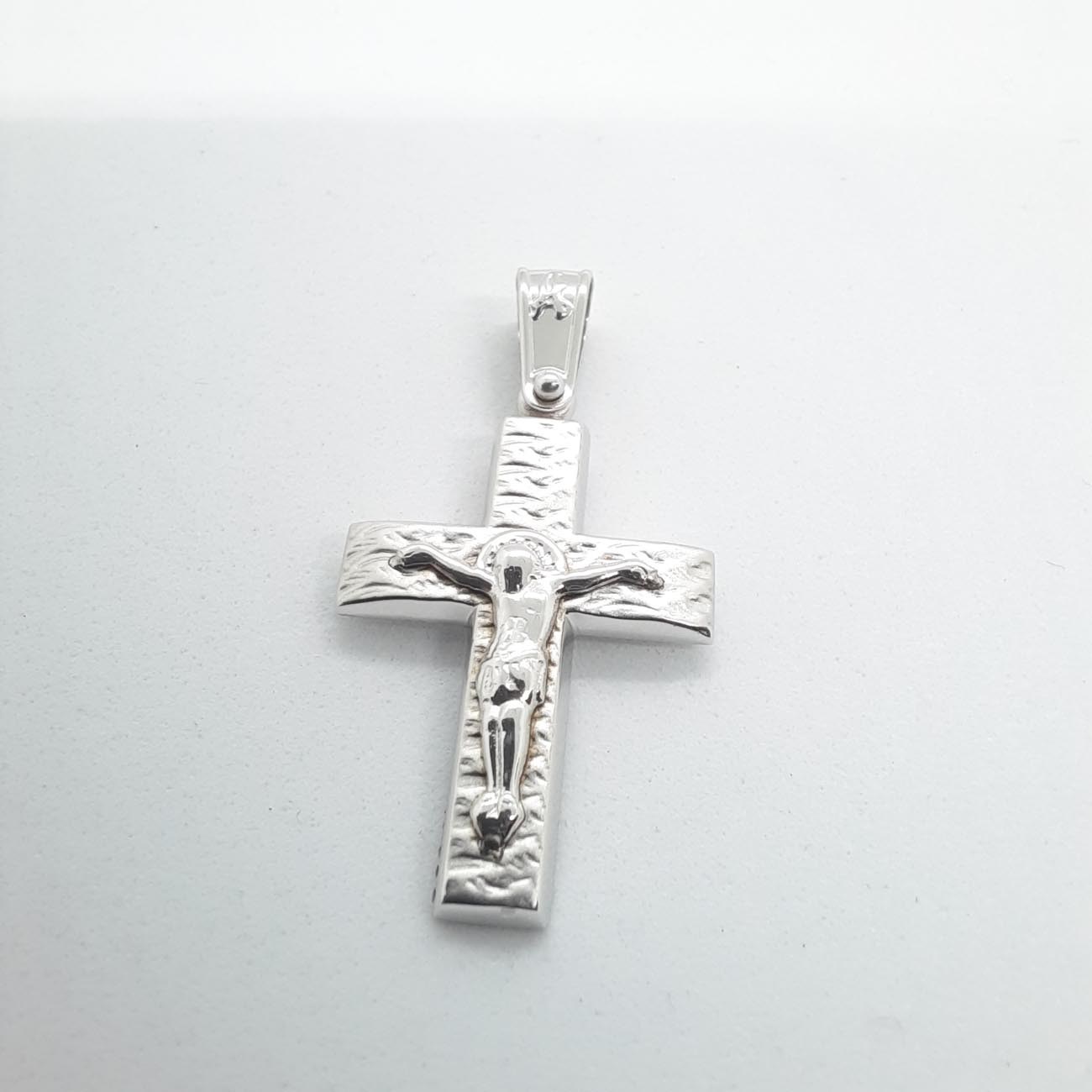 Σταυρός λευκόχρυσος Κ14 Εσταυρωμένος