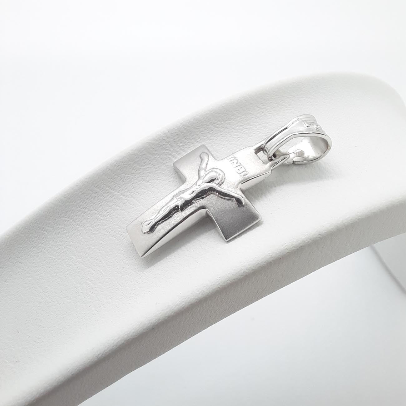 Σταυρός λευκόχρυσος Κ14 Εσταυρωμένος