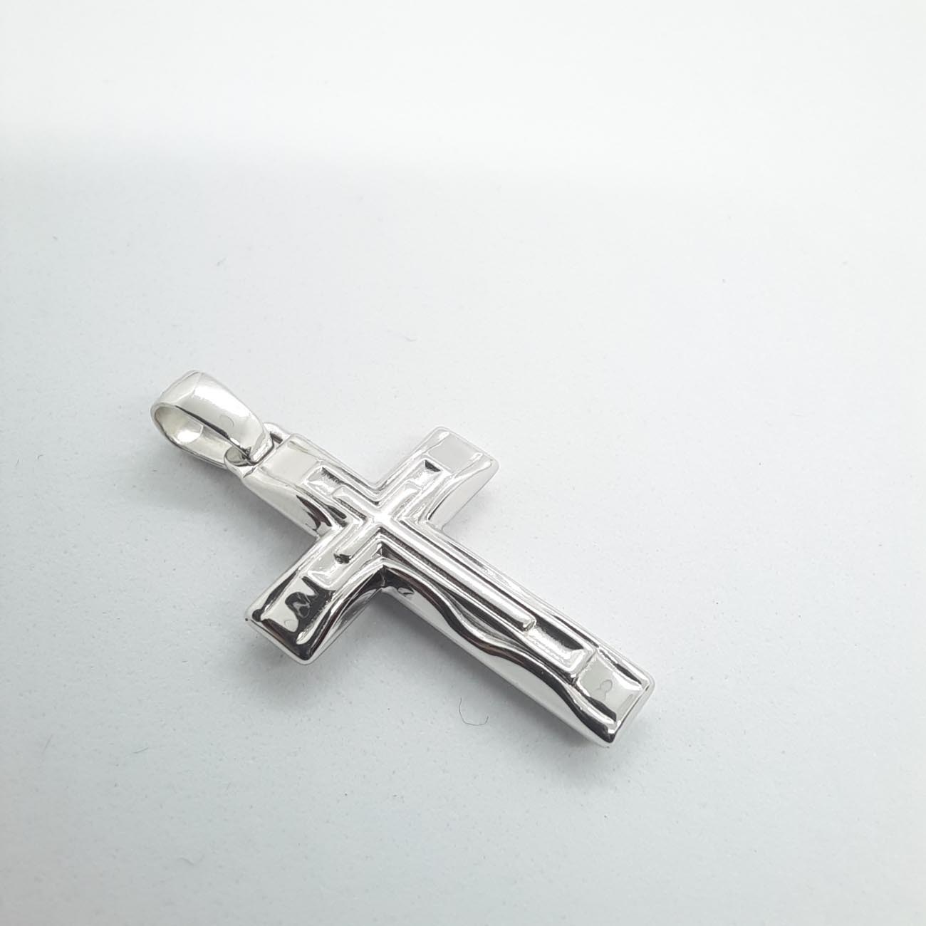 Σταυρός λευκόχρυσος Κ14 wave