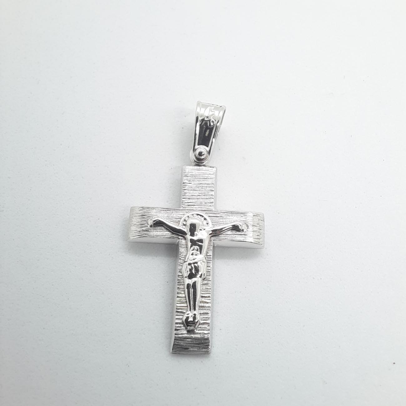 Σταυρός λευκόχρυσος Κ14 Εσταυρωμένος