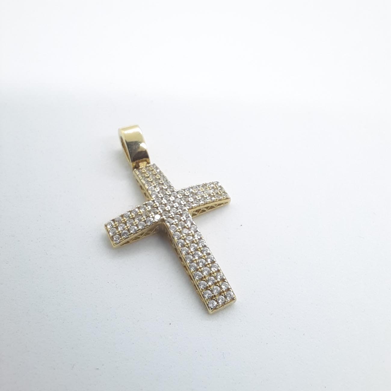 Σταυρός χρυσός Κ14 ντούμπλ-φας ζιργκόν