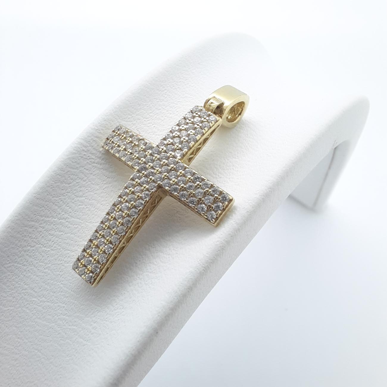 Σταυρός χρυσός Κ14 ντούμπλ-φας ζιργκόν