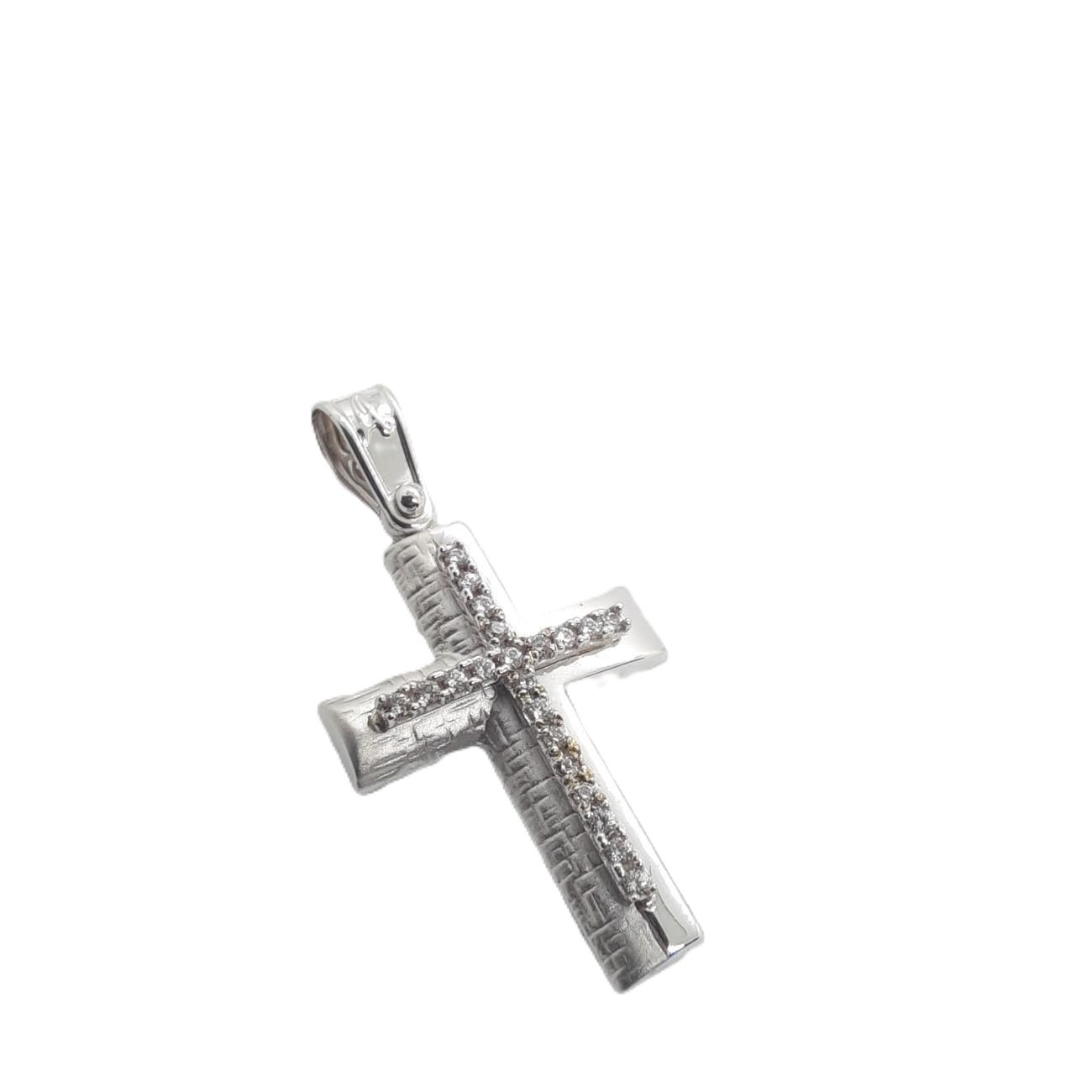 Σταυρός βαπτιστικός λευκόχρυσος Κ9 ζιργκόν