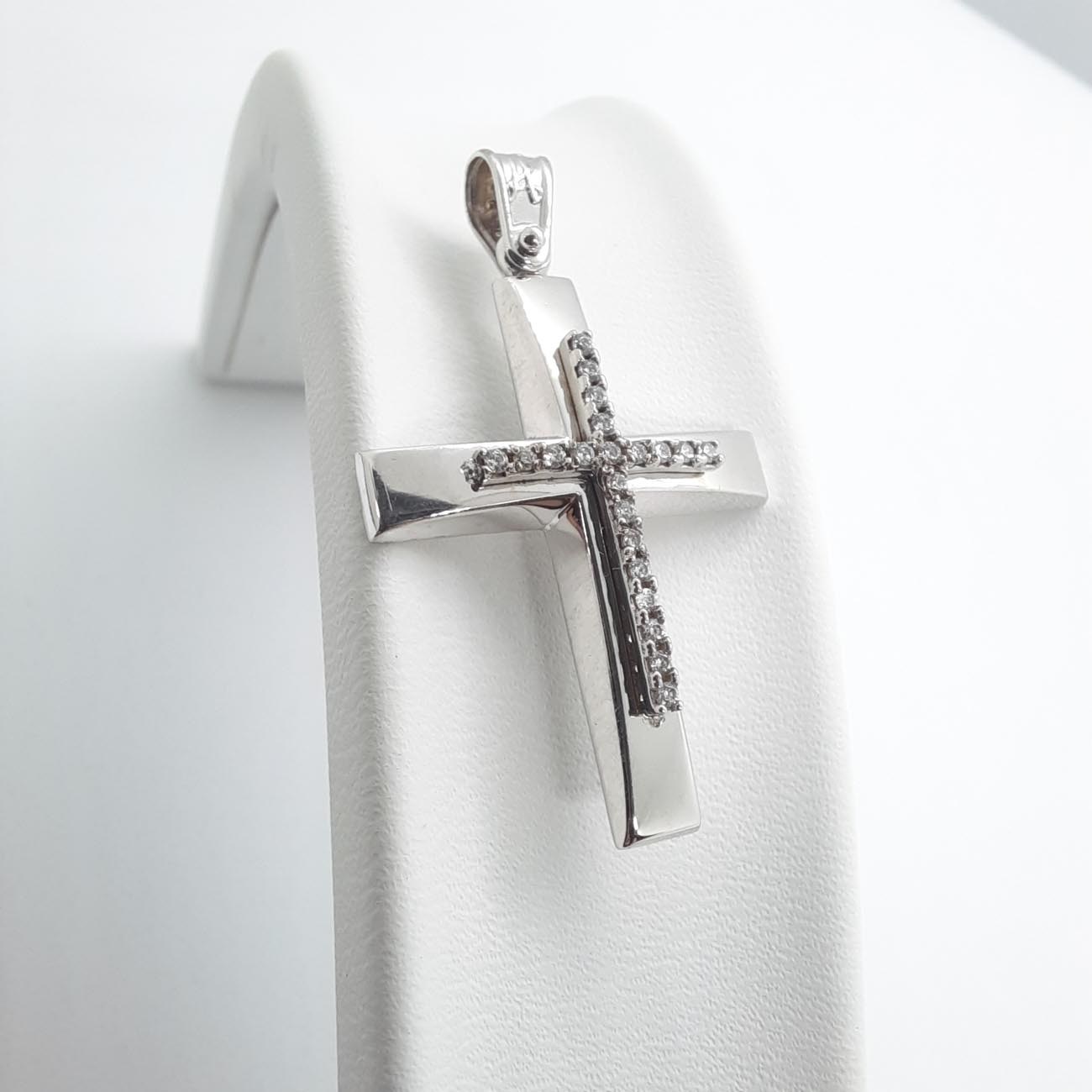 Σταυρός λευκόχρυσος Κ9 ζιργκόν