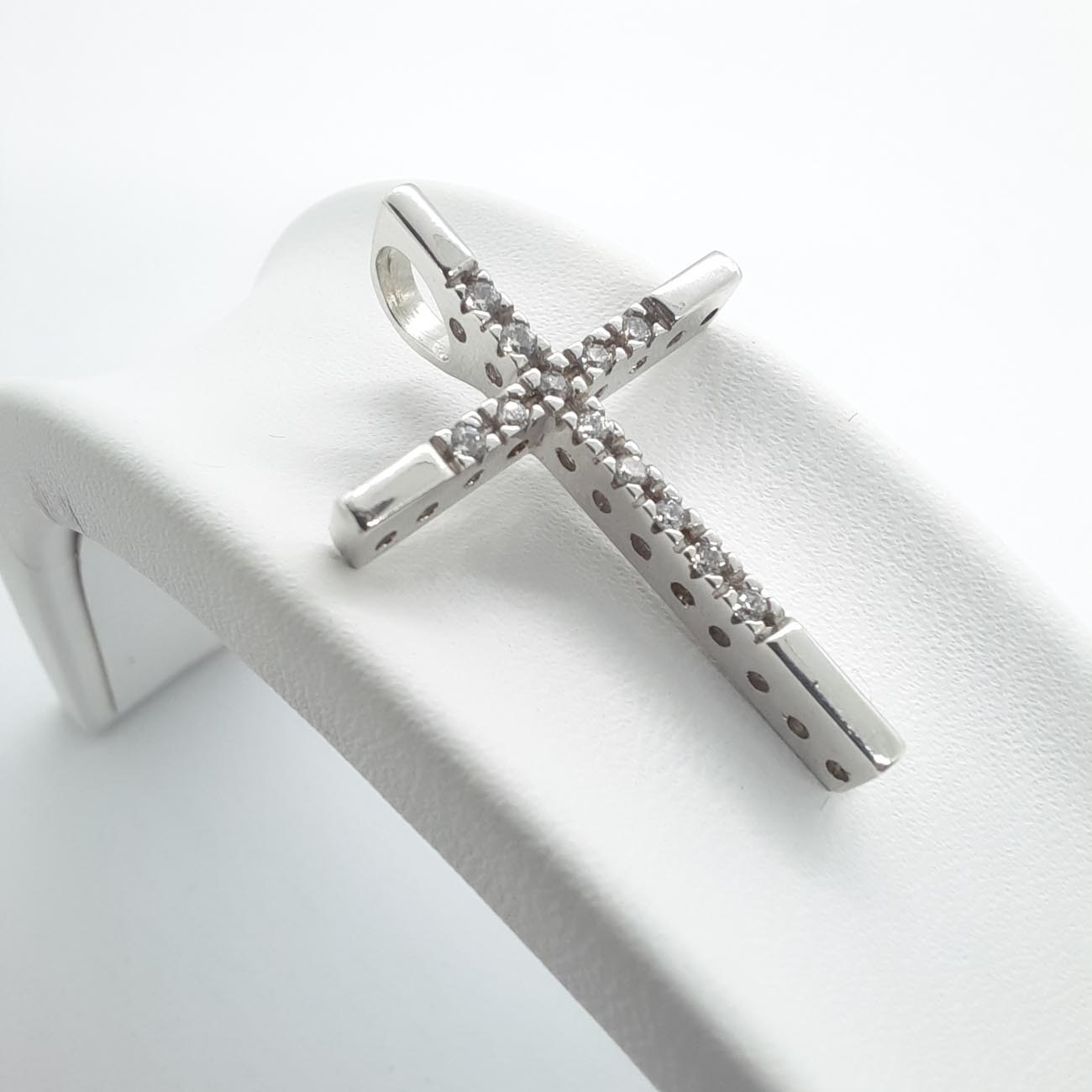 Σταυρός λευκόχρυσος Κ14 ζιργκόν