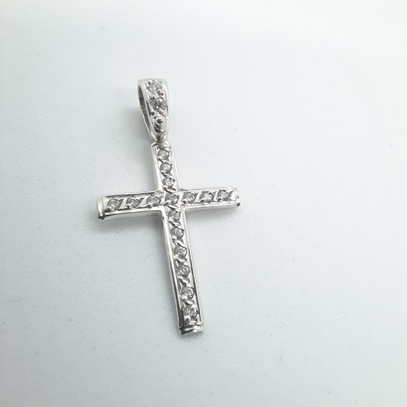 Σταυρός λευκόχρυσος Κ14 ζιργκόν