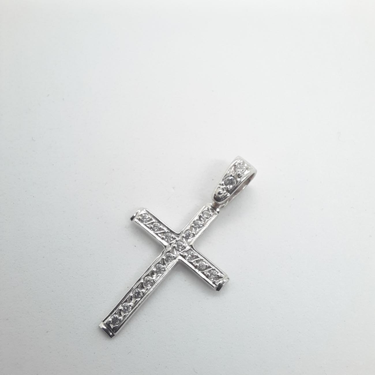 Σταυρός λευκόχρυσος Κ14 ζιργκόν
