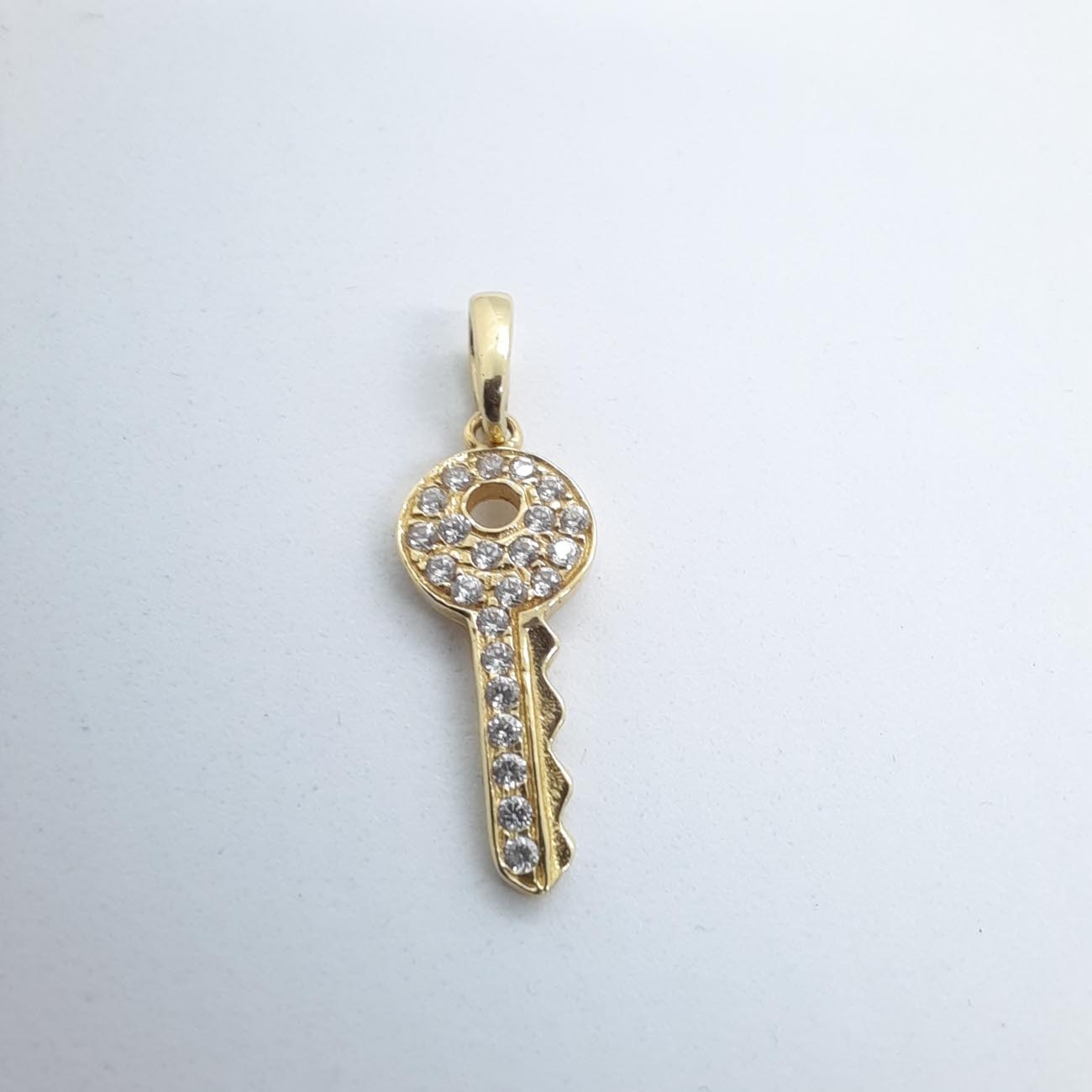 Χρυσό κλειδί μενταγιόν με ζιργκόν Κ14