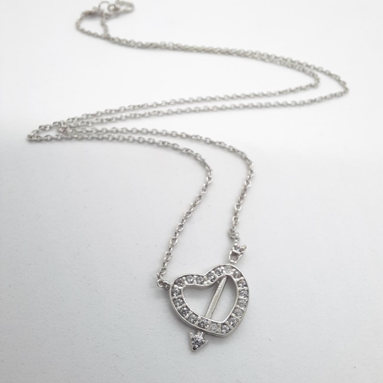 Ασημένιο κολιέ καρδιά ζιργκόν