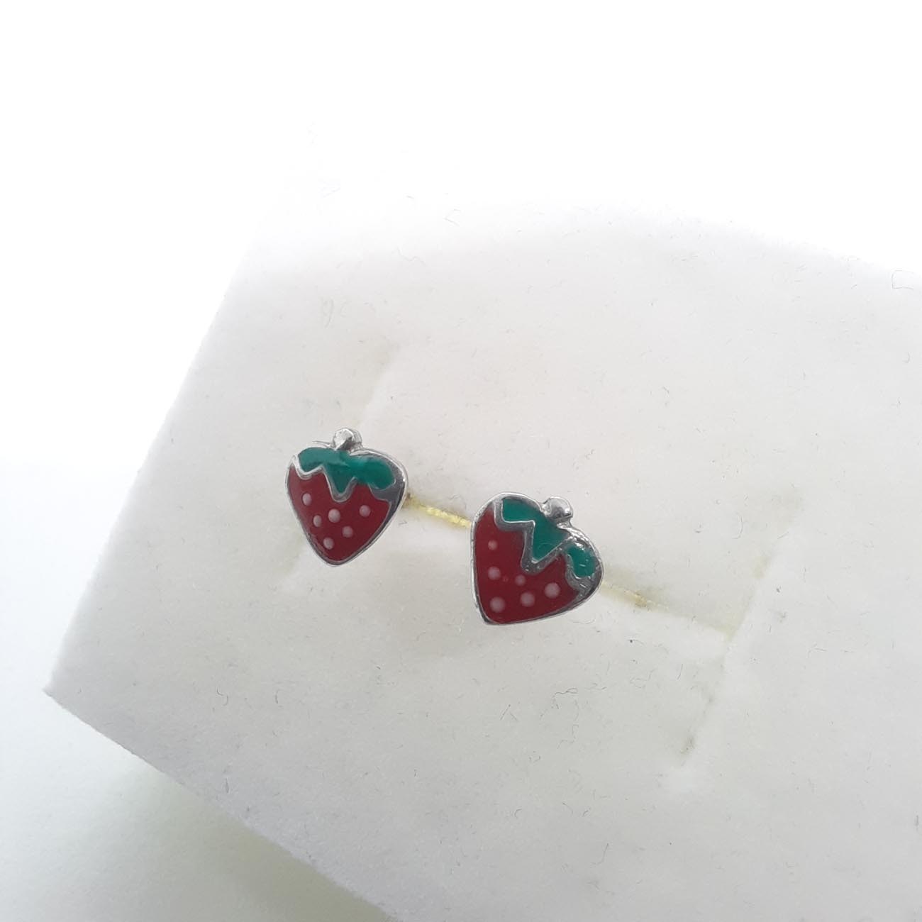 Ασημένια σκουλαρίκια φραουλίτσες