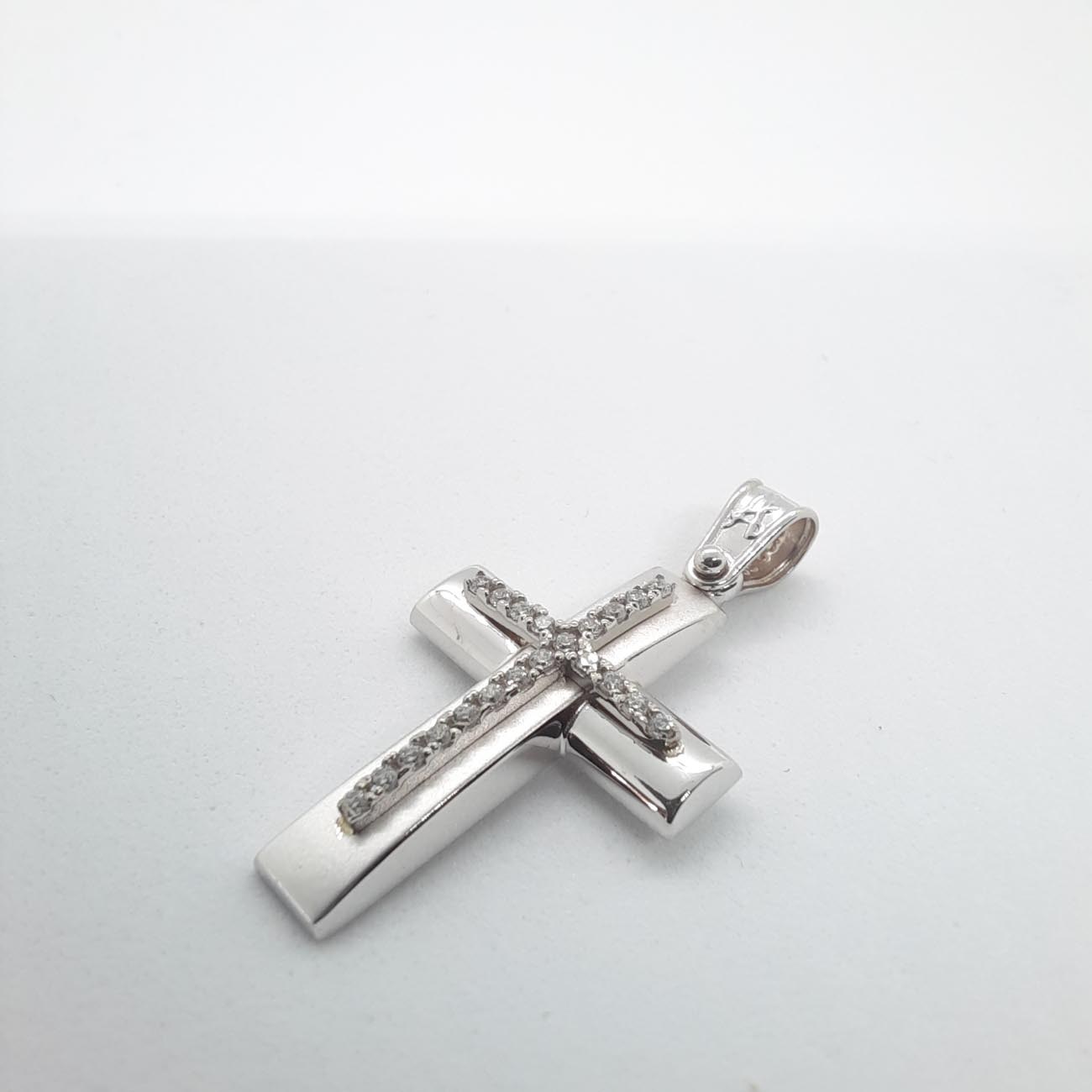 Λευκόχρυσος σταυρός Κ9 ζιρκόν