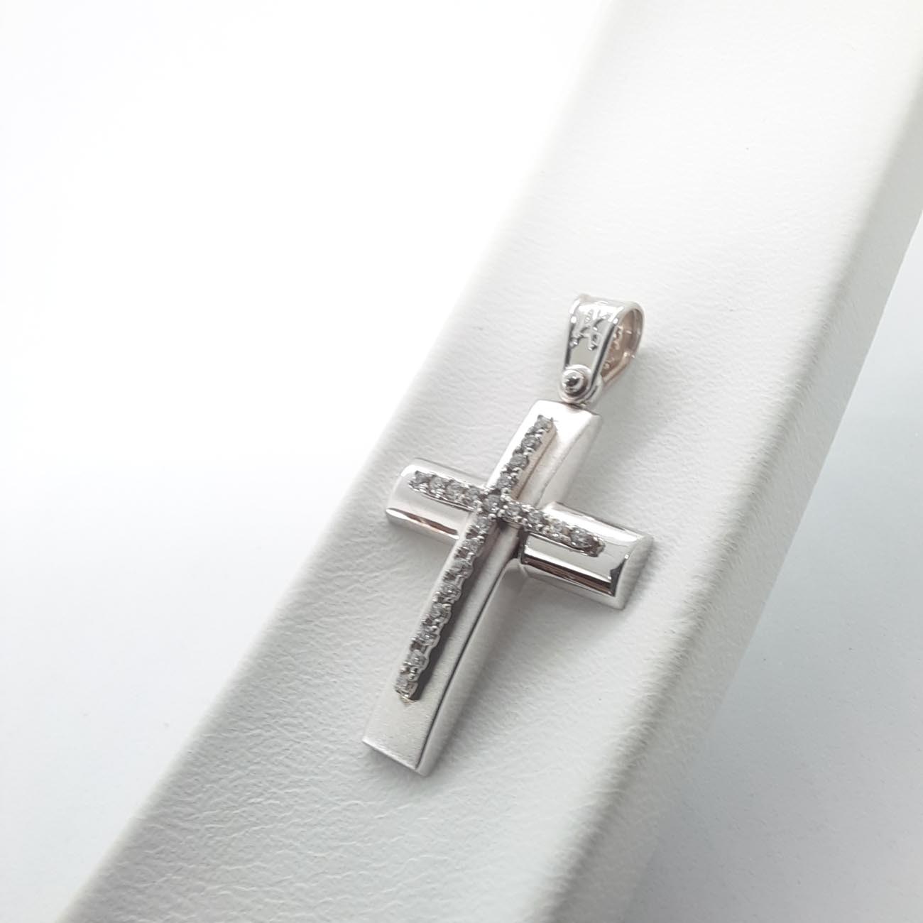 Λευκόχρυσος σταυρός Κ9 ζιρκόν