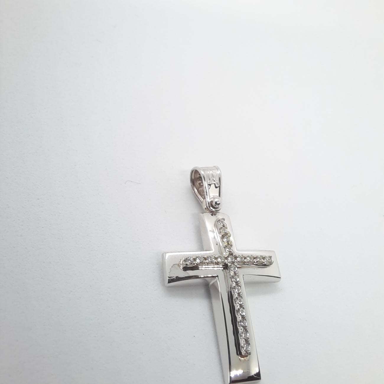 Λευκόχρυσος σταυρός Κ9 ζιρκόν