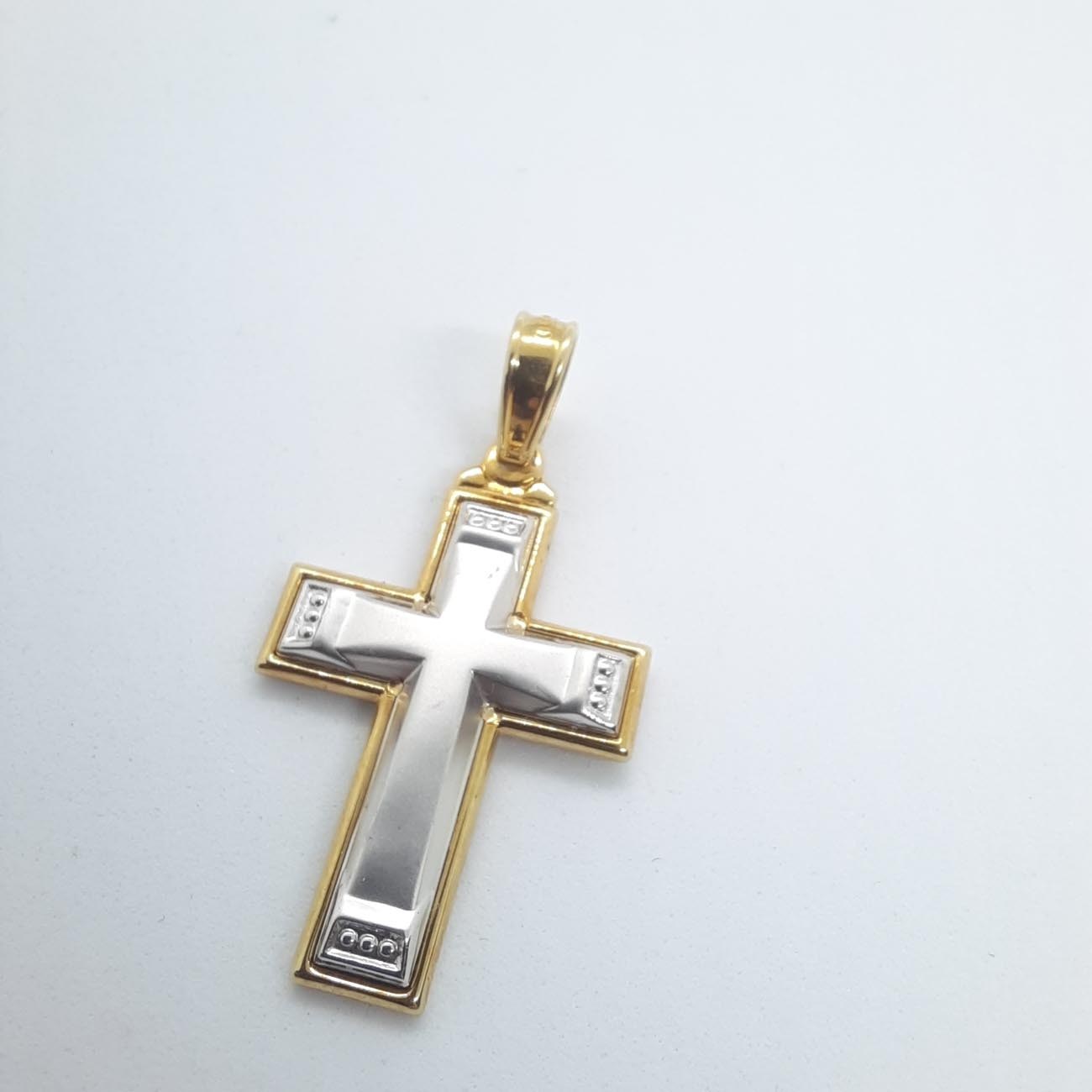 Χρυσός-λευκόχρυσος σταυρός Κ14