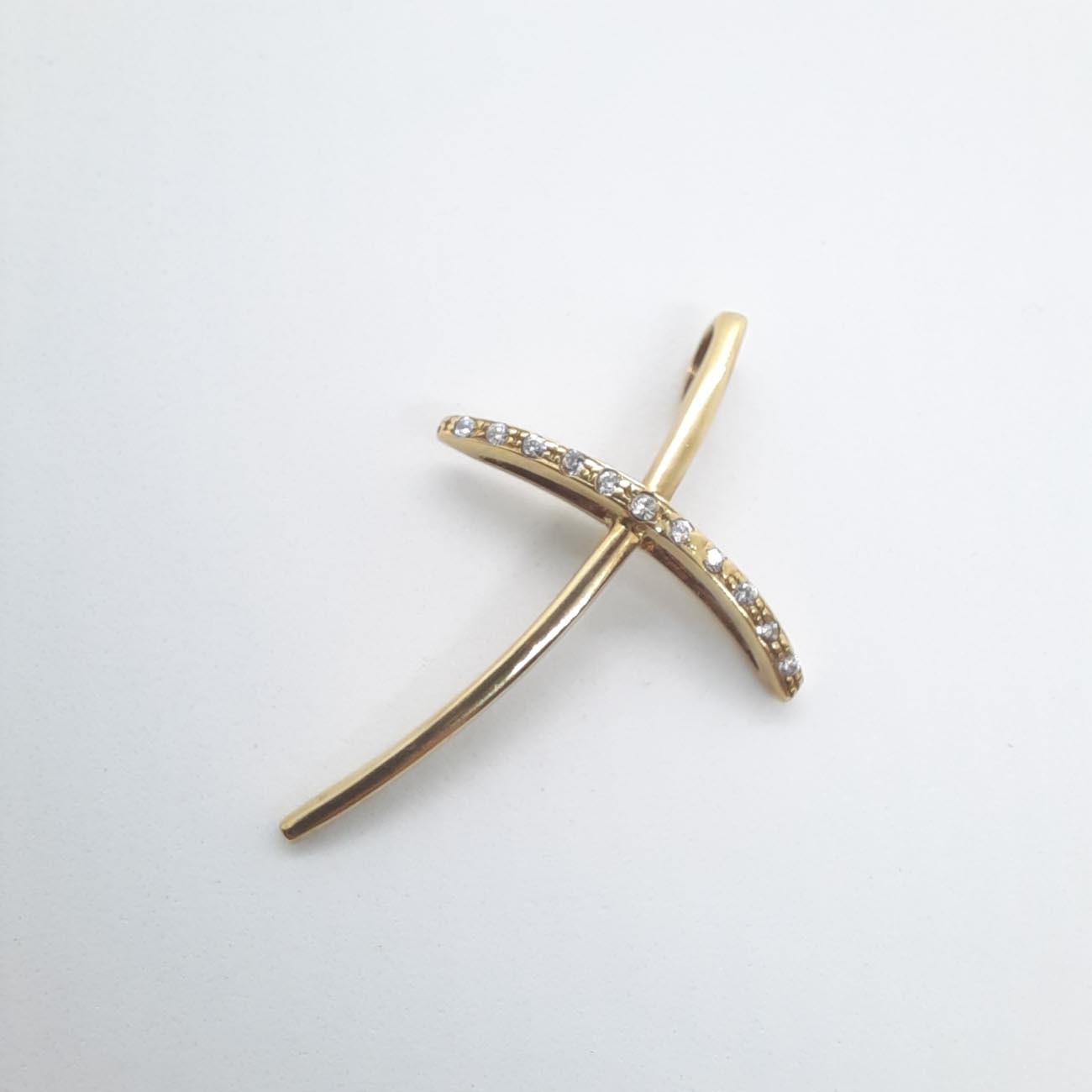 Χρυσός σταυρός "βέργα" με ζιργκόν 14 ΚΑΡΑΤΙΑ