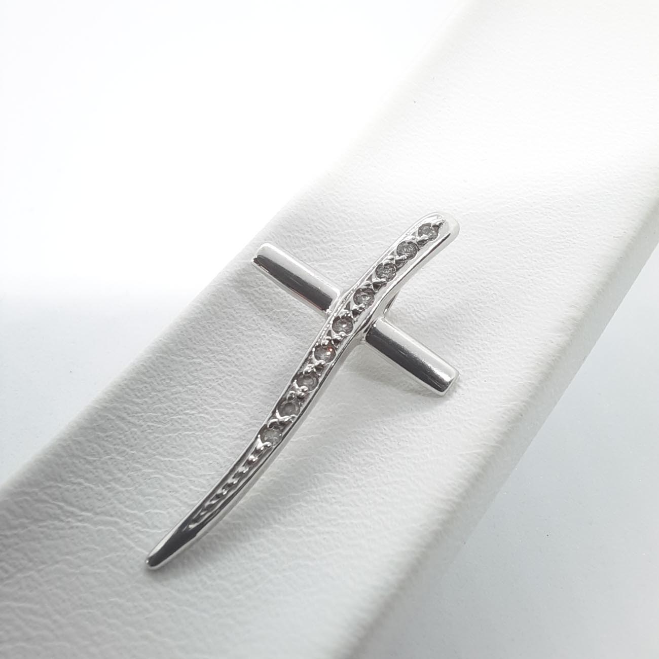 Λευκόχρυσος σταυρός Κ14 ζιργκόν