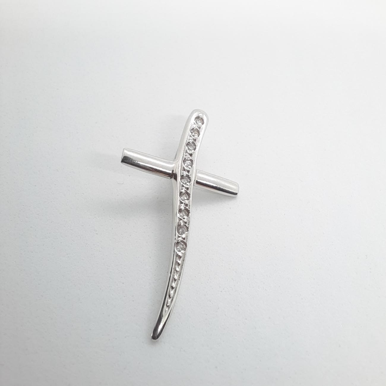 Λευκόχρυσος σταυρός Κ14 ζιργκόν