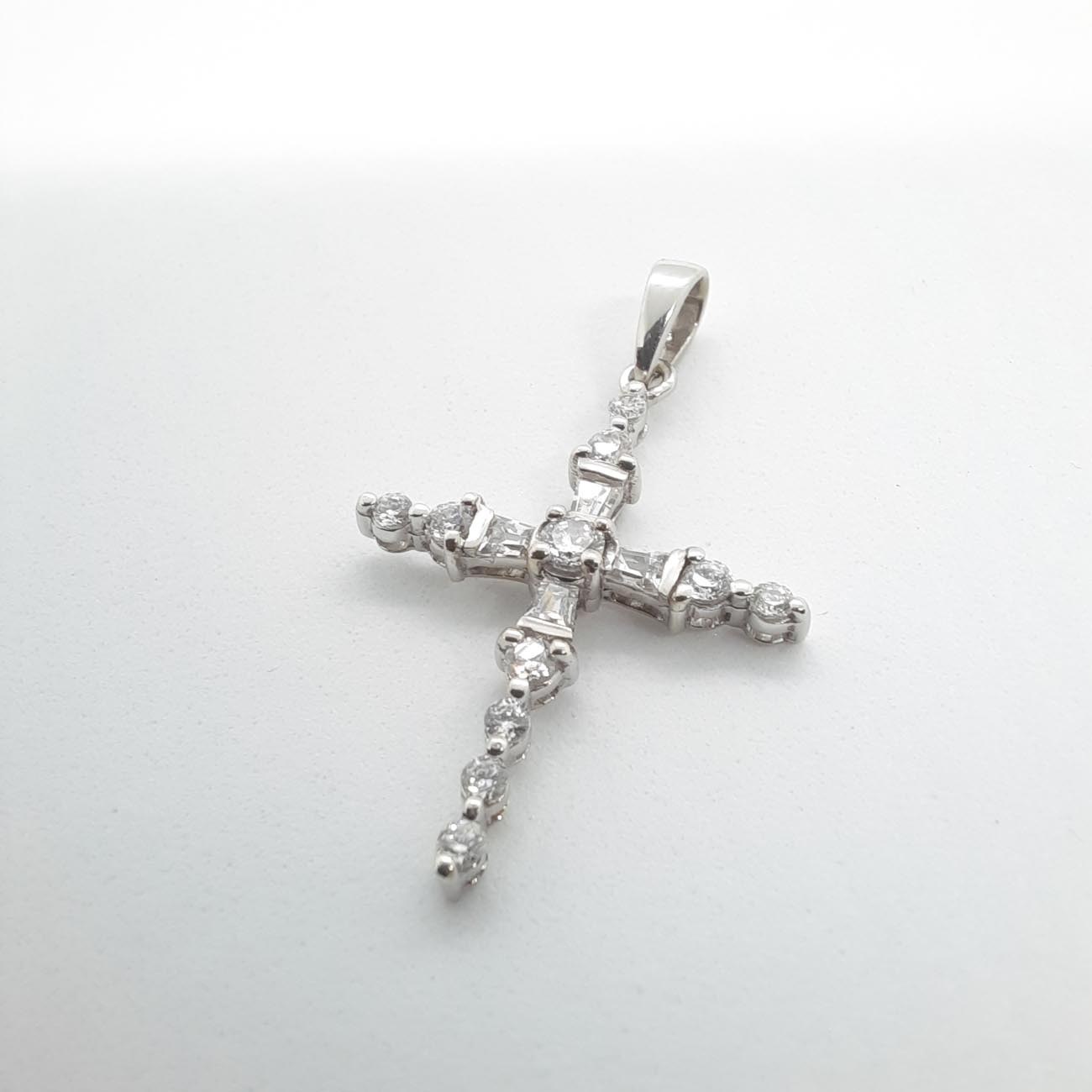 Λευκόχρυσος σταυρός Κ14 ζιργκόν