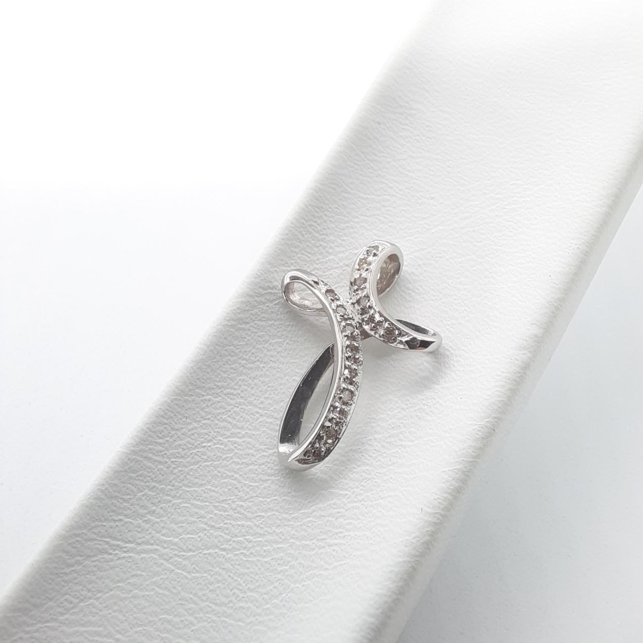 Λευκόχρυσος σταυρός Κ14 ζιργκόν CURVES