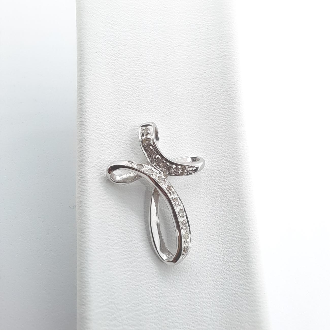 Λευκόχρυσος σταυρός Κ14 ζιργκόν CURVES