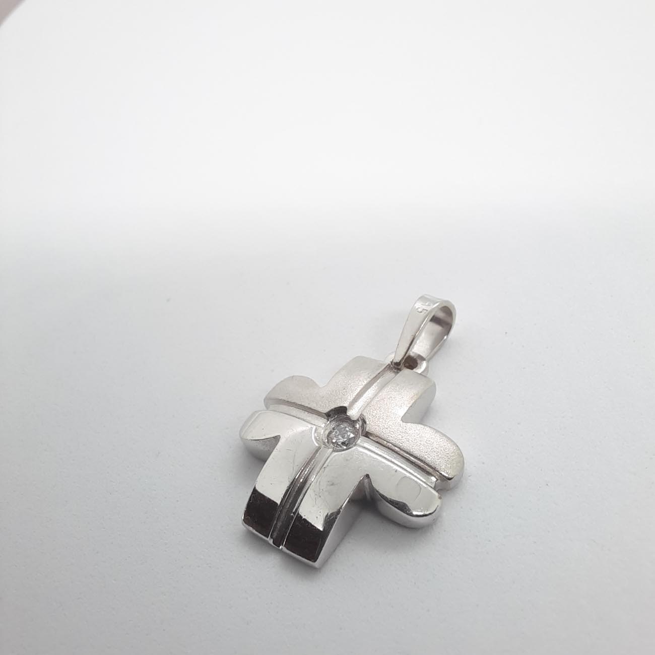 Λευκόχρυσος σταυρός Κ14  