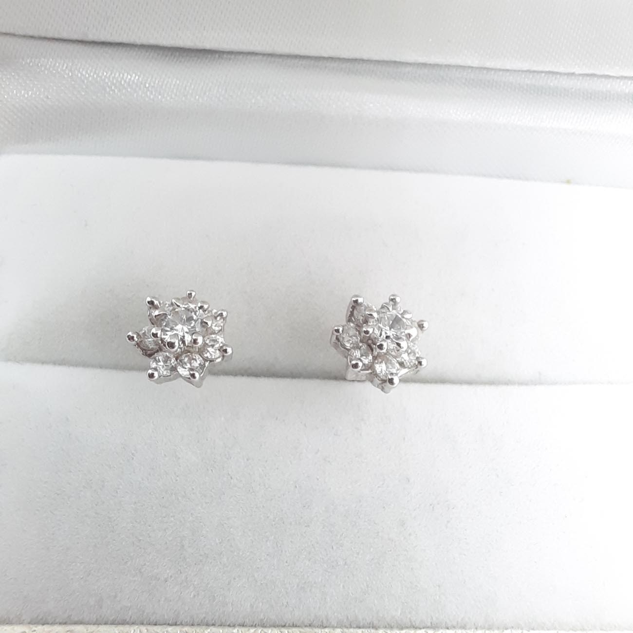 Λευκόχρυσα σκουλαρίκια Κ14 ζιργκόν