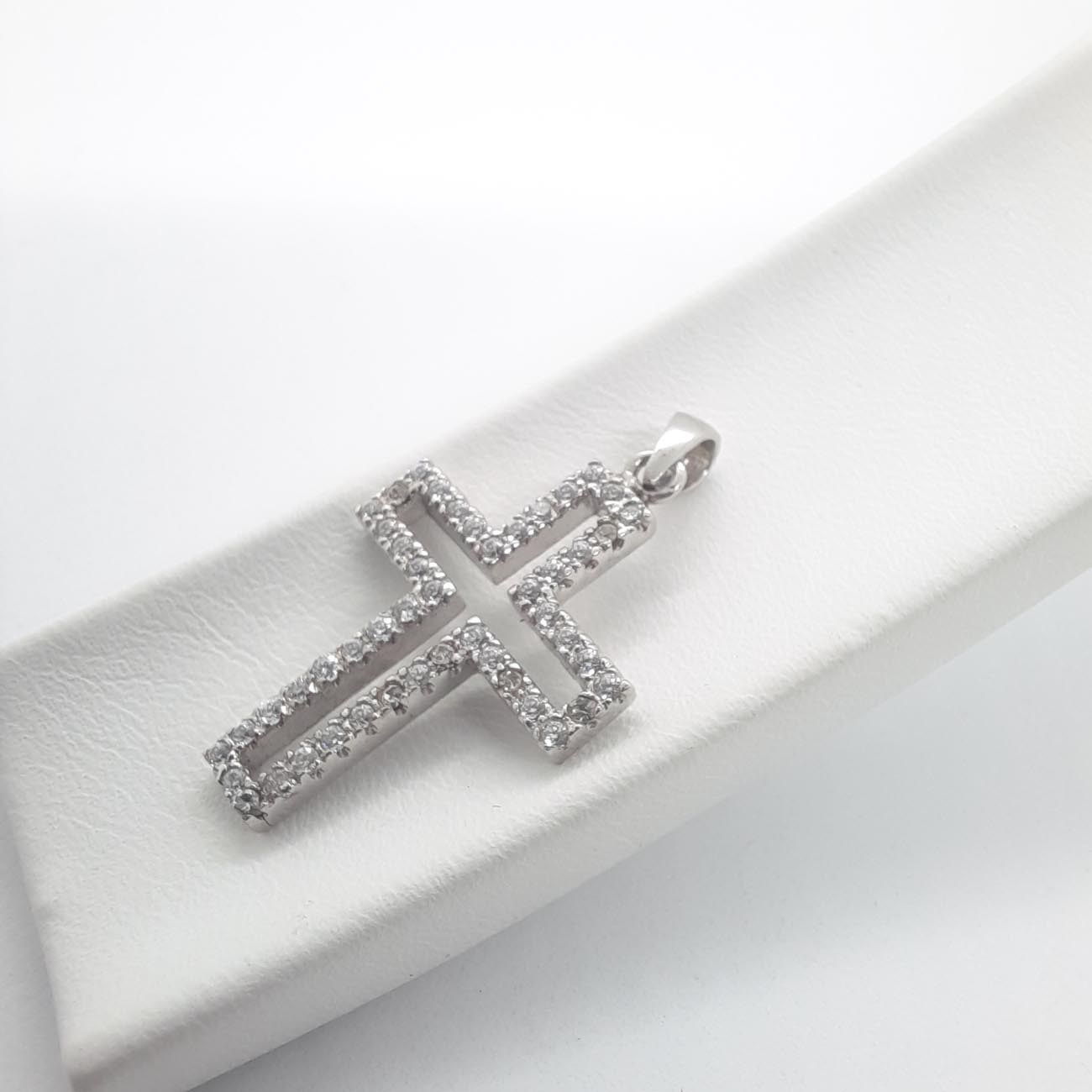 Λευκόχρυσος σταυρός Κ14 ζιργκόν