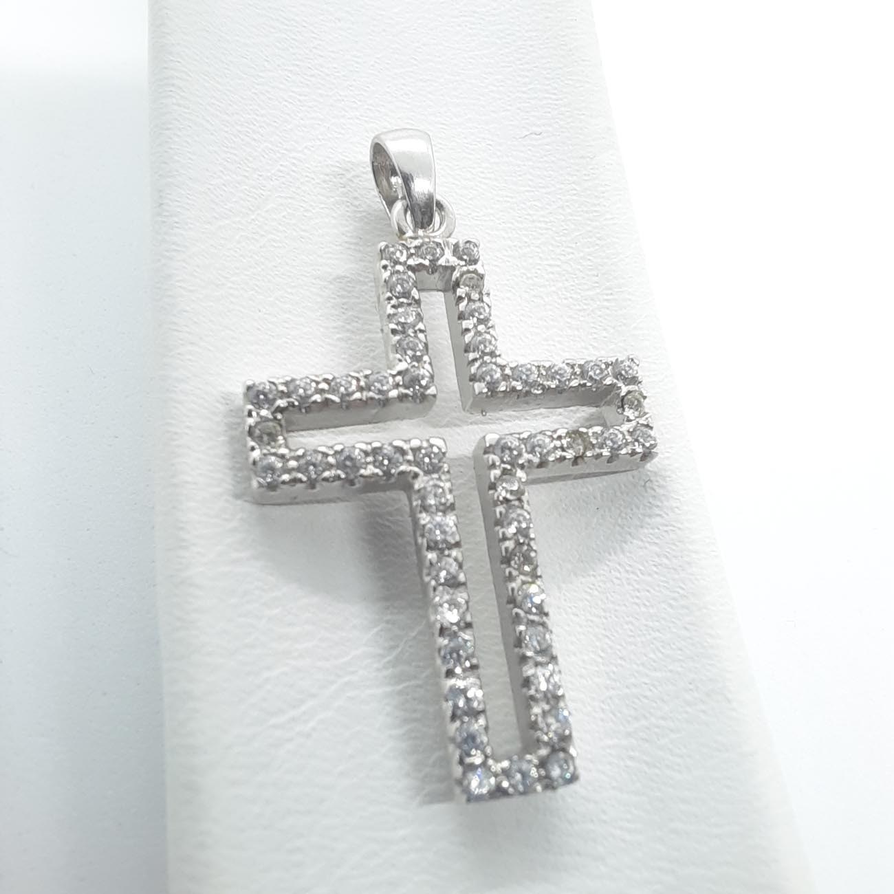 Λευκόχρυσος σταυρός Κ14 ζιργκόν