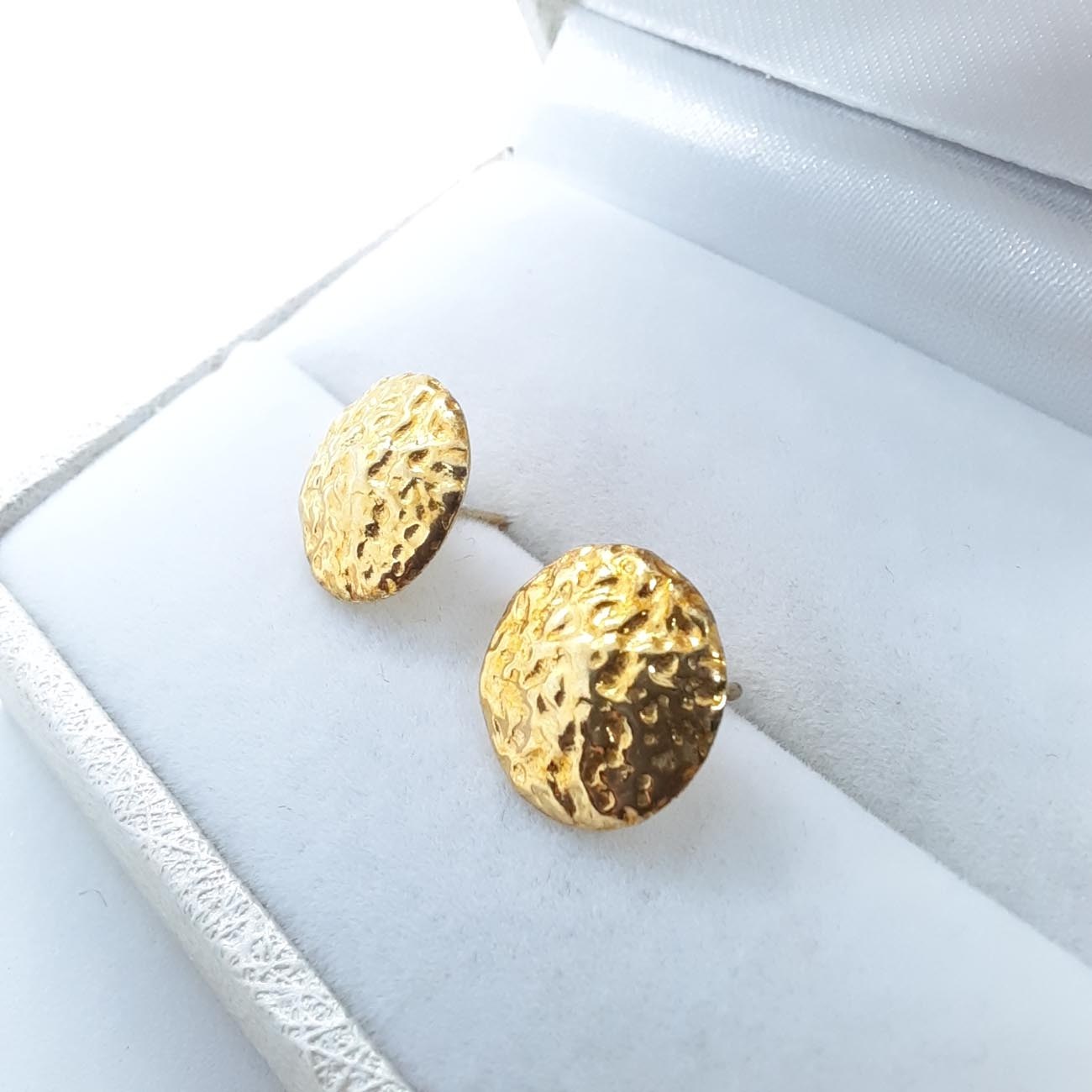 Επιχρυσωμένα ασημένια σκουλαρίκια σφυρήλατος δίσκος