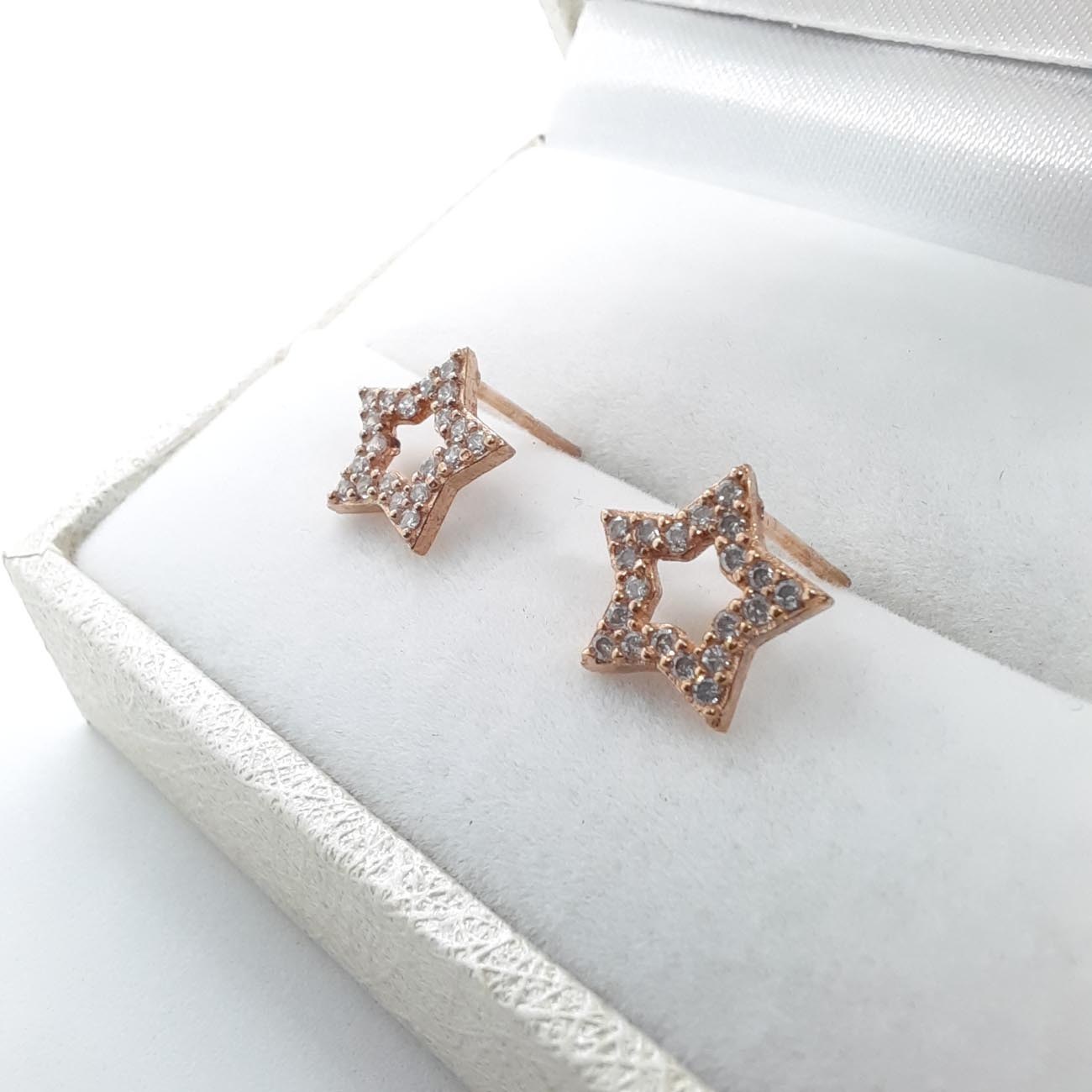 Σκουλαρίκια αστέρια ασήμι απόχρωση ROSEGOLD 