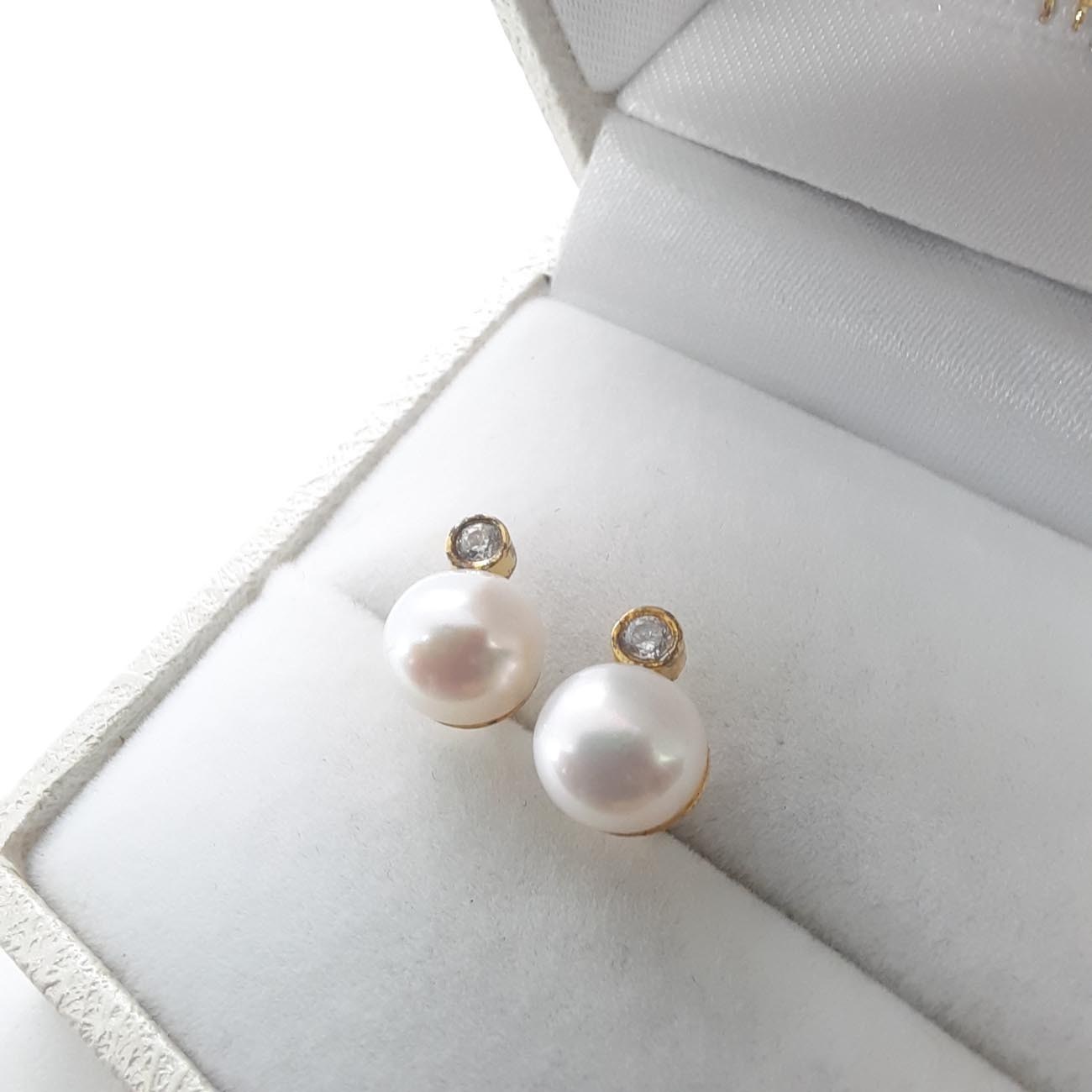 Ασημένια σκουλαρίκια πέρλες ζιργκόν