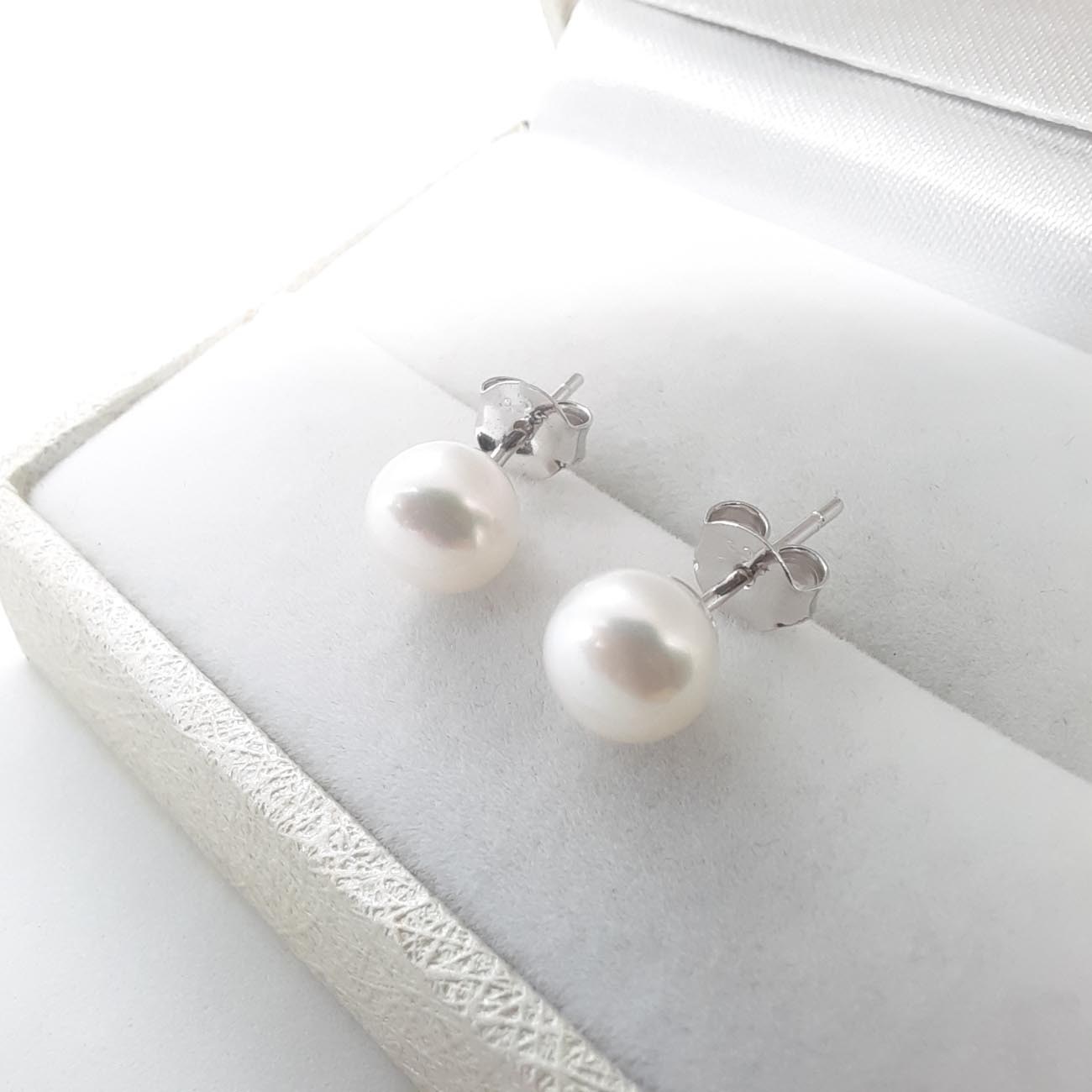 Ασημένια σκουλαρίκια πέρλες 